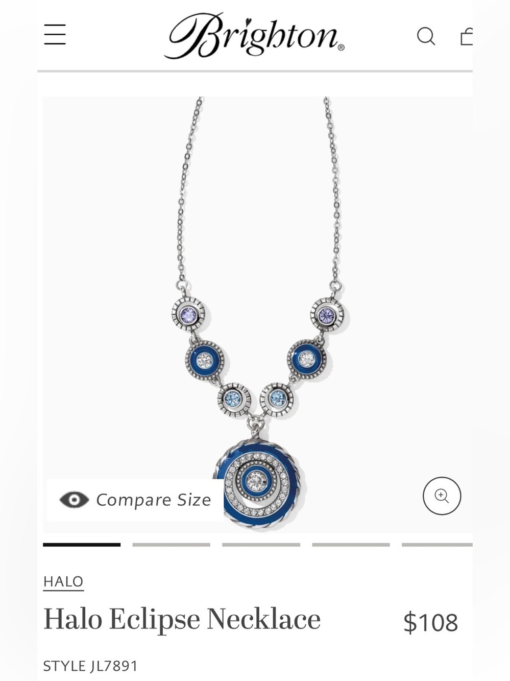 🩵 BRIGHTON Eclipse HALO TANZANITE PURPLE BLUE SWAROVSKI CRYST SLVR NECKLACE!